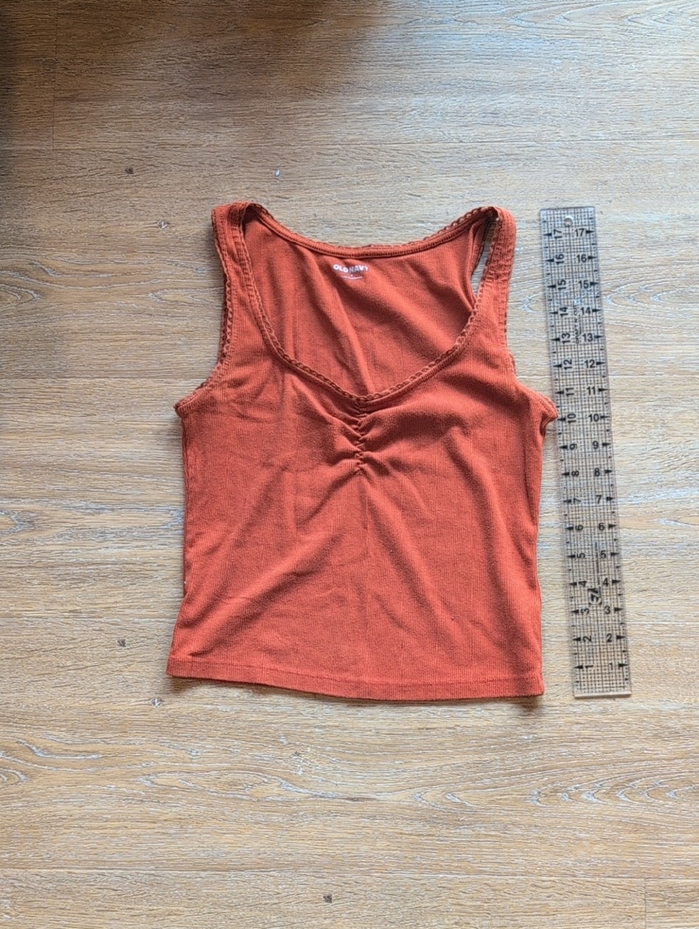 Old Navy Burnt Orange Ruched Ribbed Tank, Small